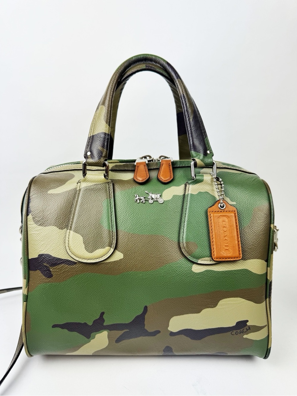 RARE Coach Surrey Satchel Camouflage Crossgrain Leather Bag 33601 HTF